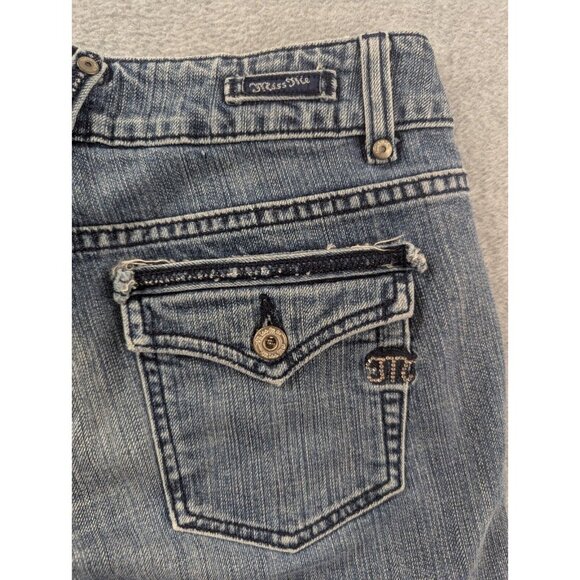Miss Me Jeans Womens SZ 29 Blue Distressed Classic Cropped Flap Pocket Whiskers - Picture 11 of 16